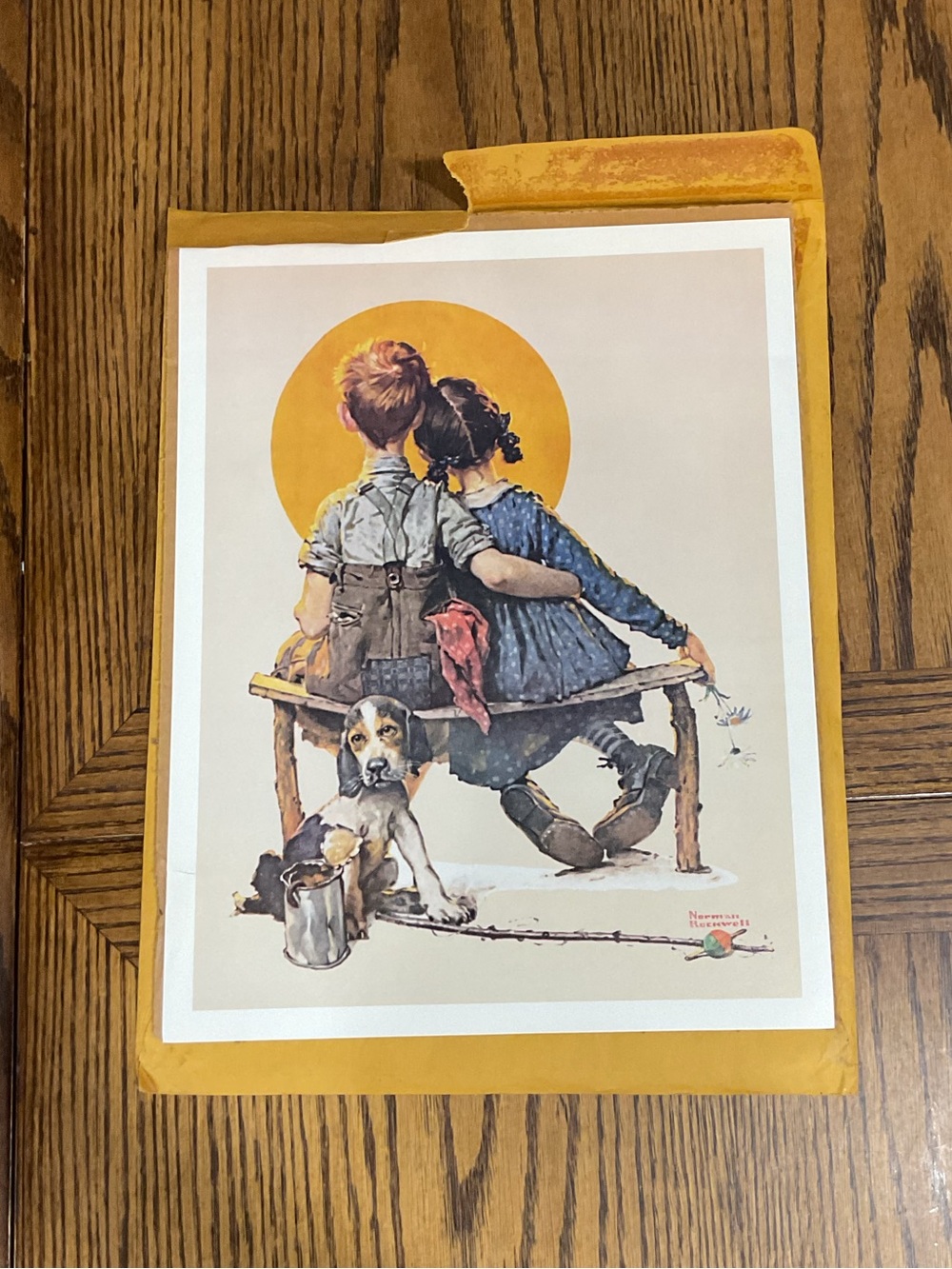 NORMAN ROCKWELL Vintage-Style Children and Dog Art Print